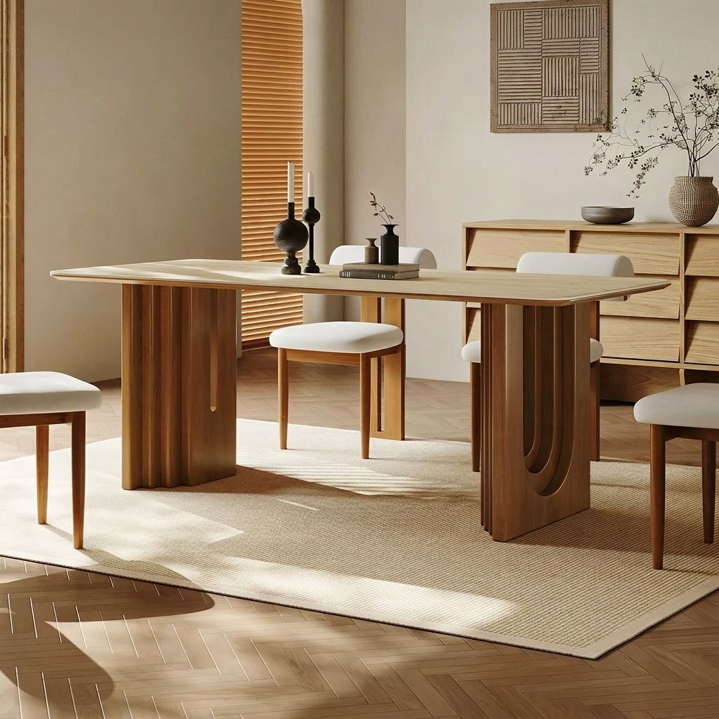 Wabi-Sabi Travertine Dining Table
