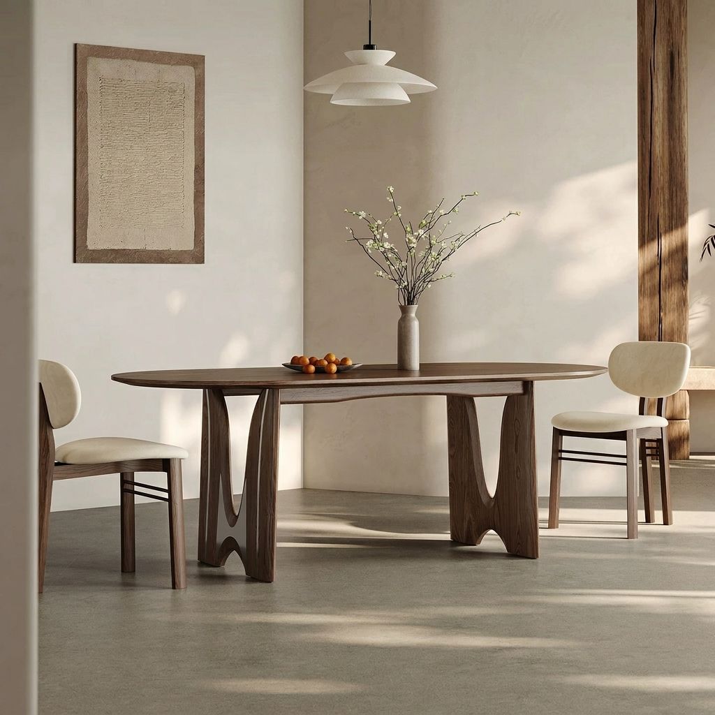 Irregular Wood Veneer Dining Table