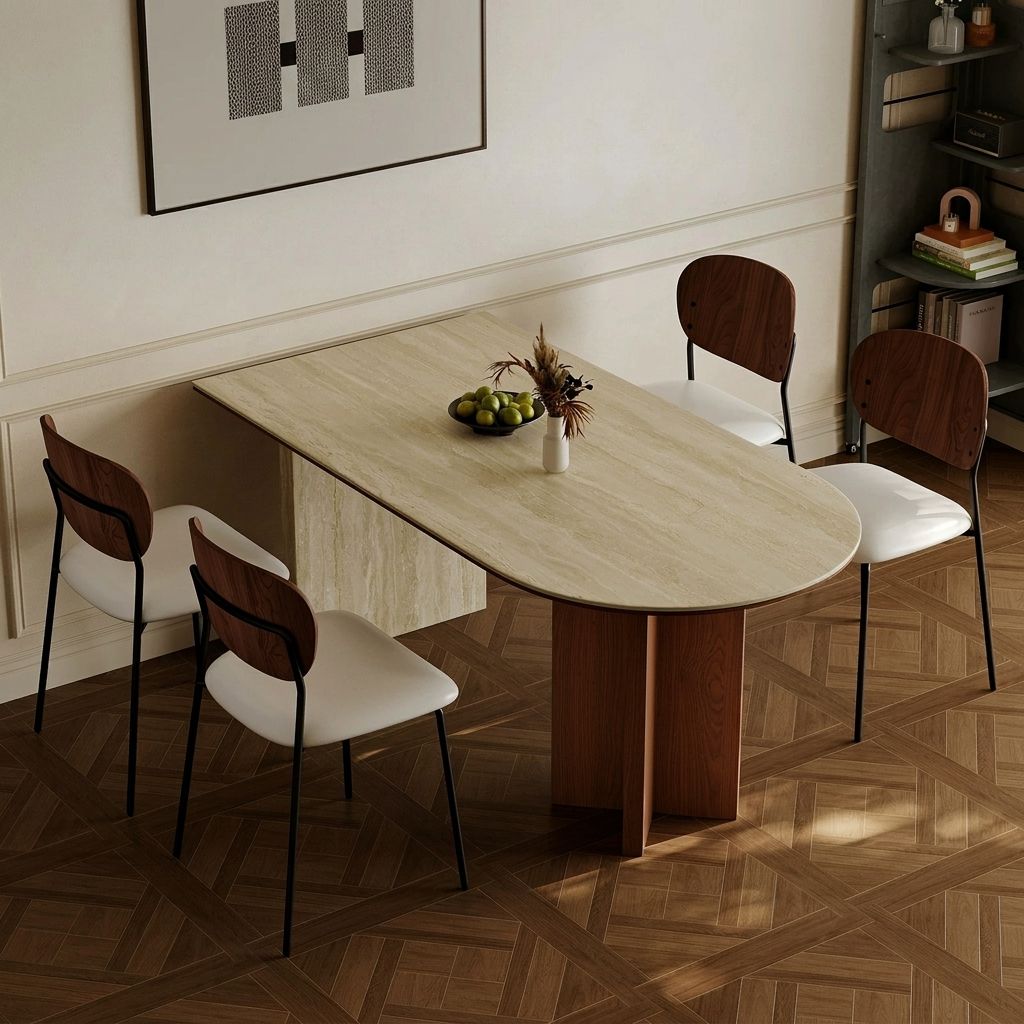 Retro Two-Tone Wood Dining Table
