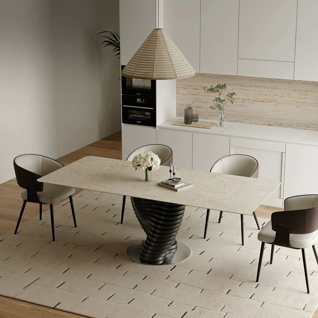 Marble Dining Set with Slim Base