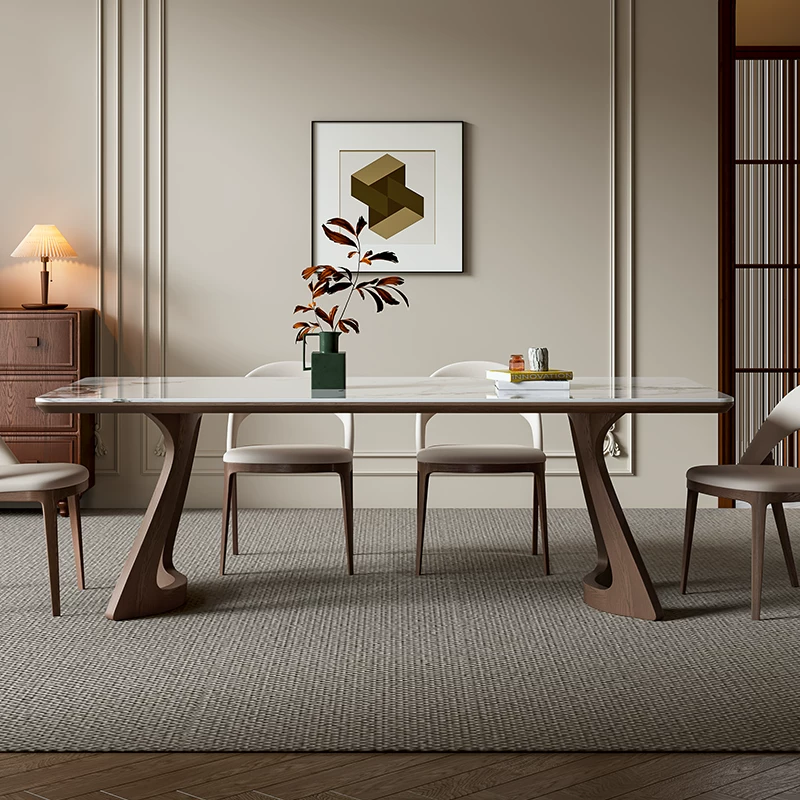Curved Solid Wood Dining Table