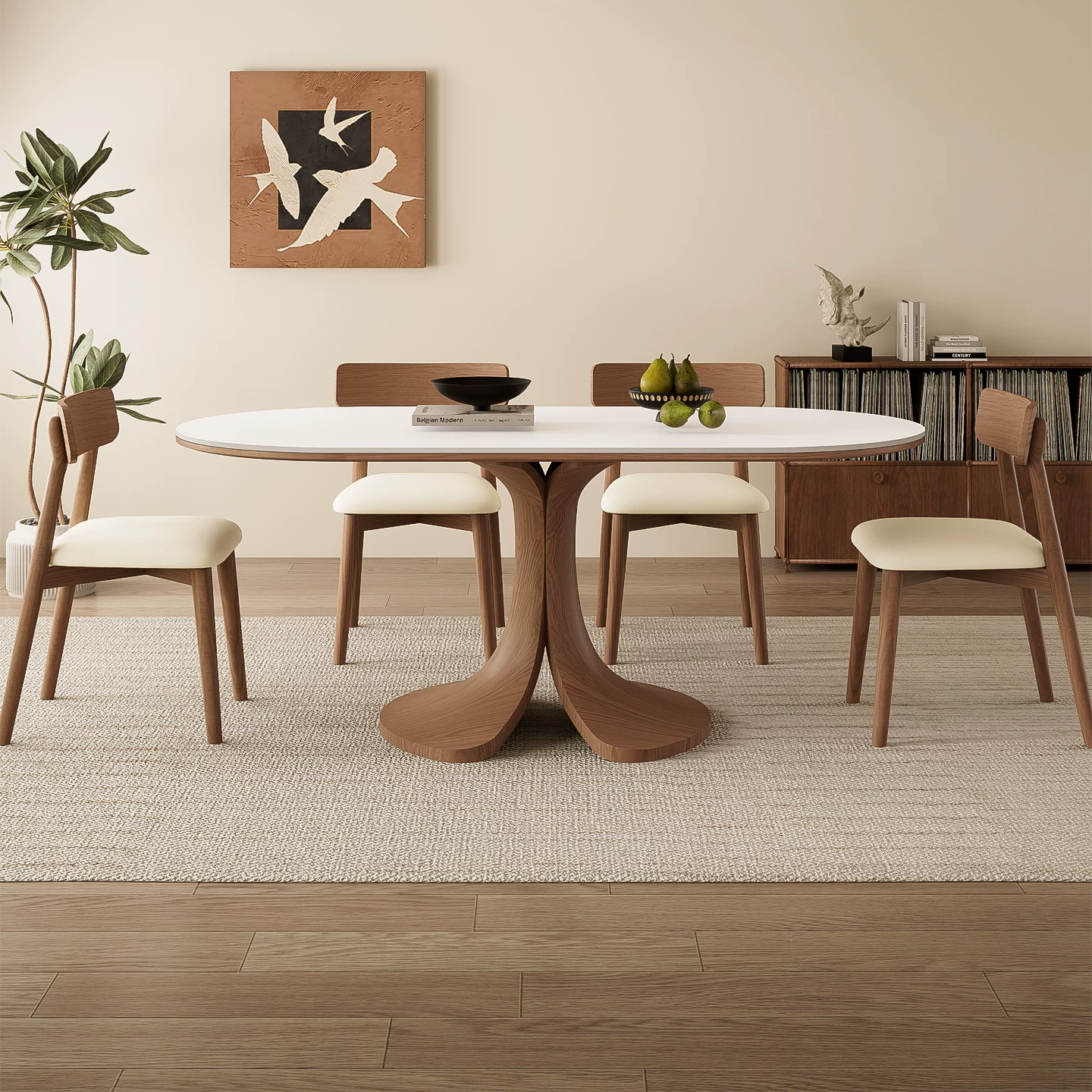 Oval Travertine Dining Table