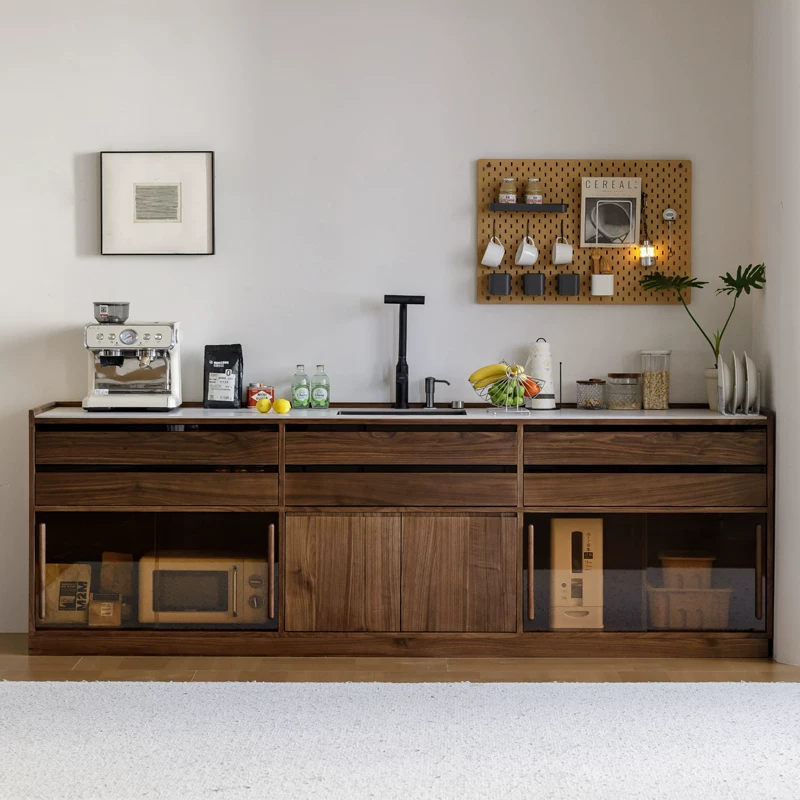 Black Walnut Coffee Cabinet with Slab Top