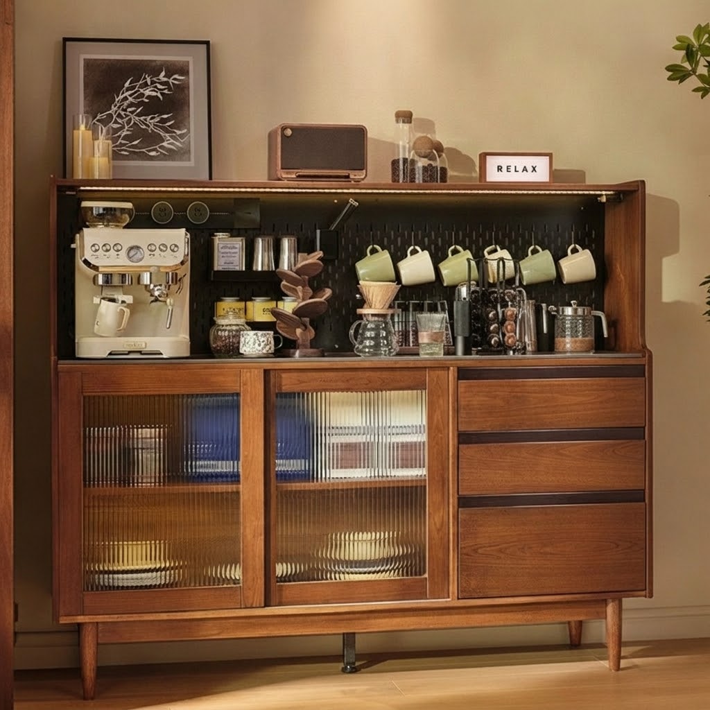 Solid Wood Sliding Door Sideboard