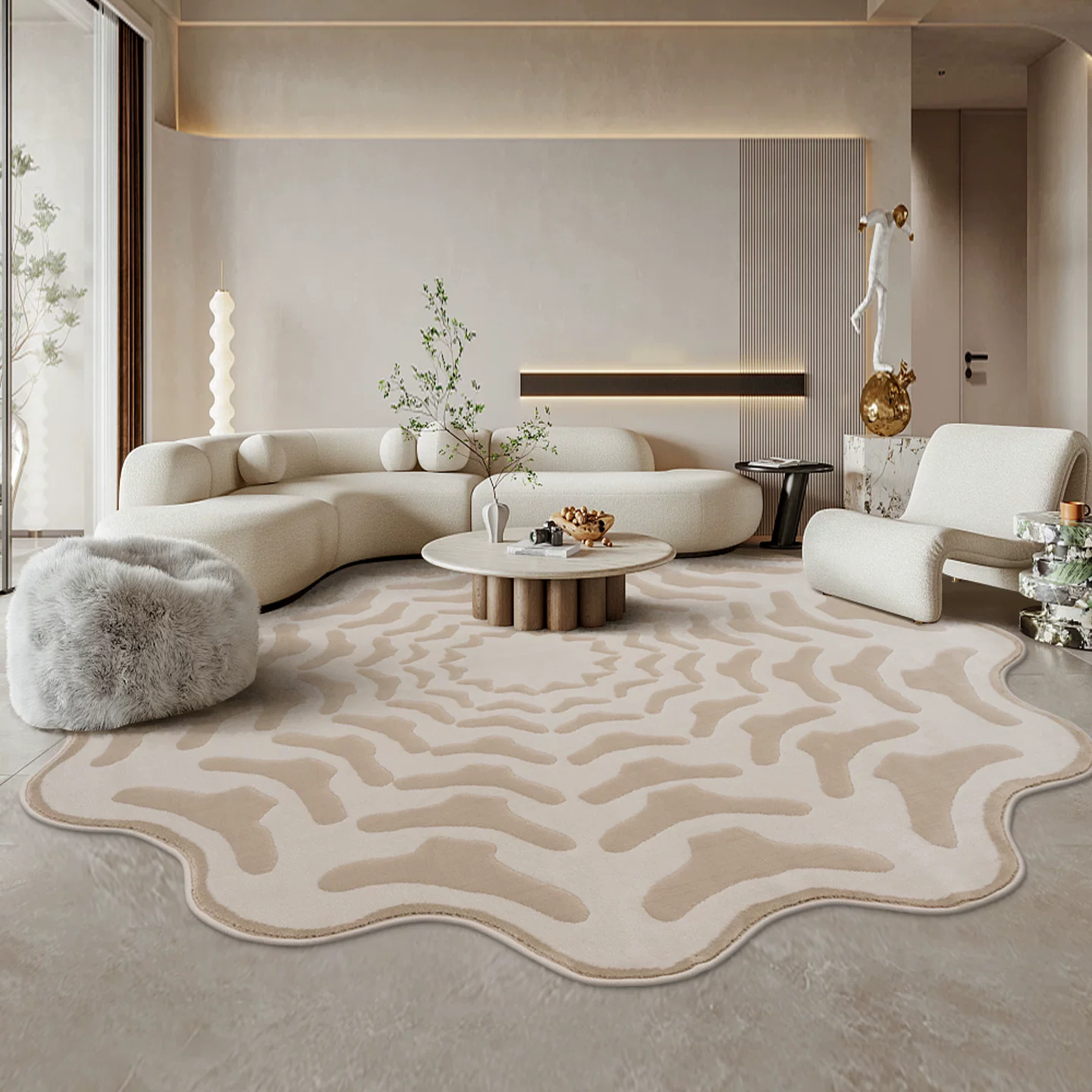 Machine-Woven Round Rug