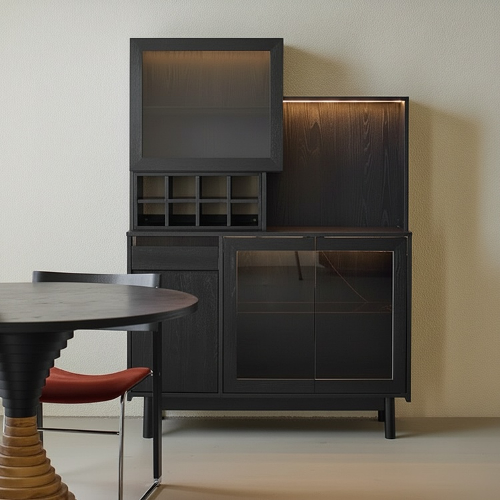 Layered Black Ash Coffee Cabinet