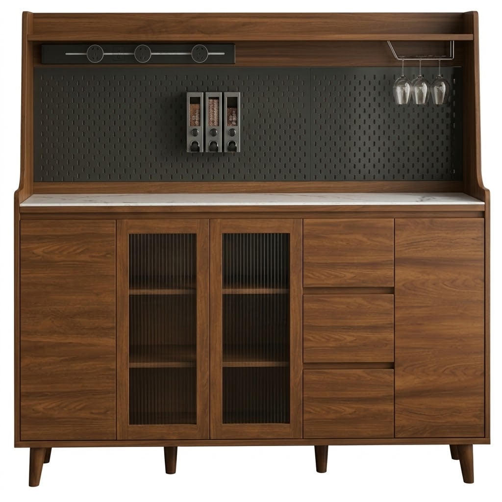 Mid-Century Walnut Wall Coffee Cabinet