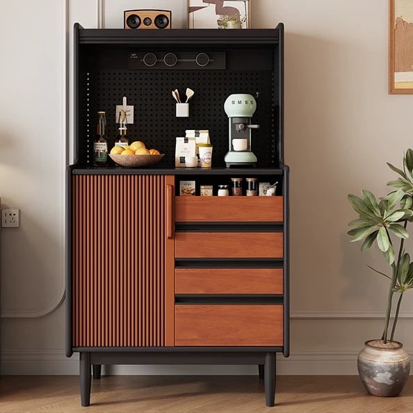Solid Wood Pegboard Coffee Cabinet