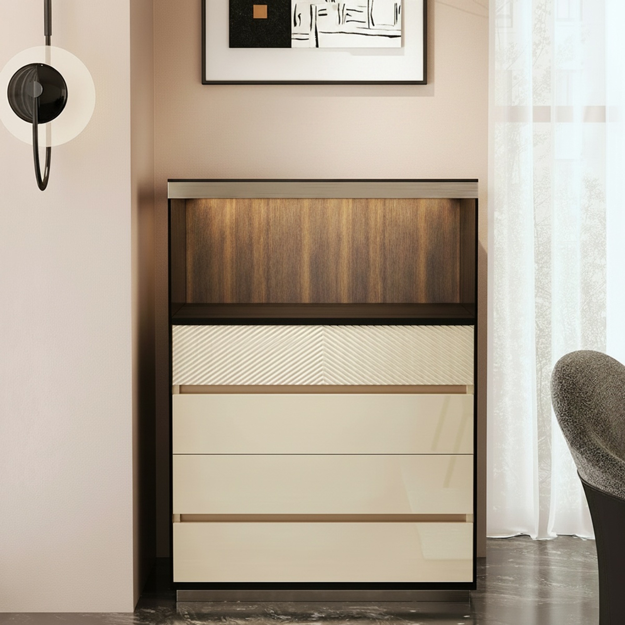 Two-Tone Glass Display Buffet