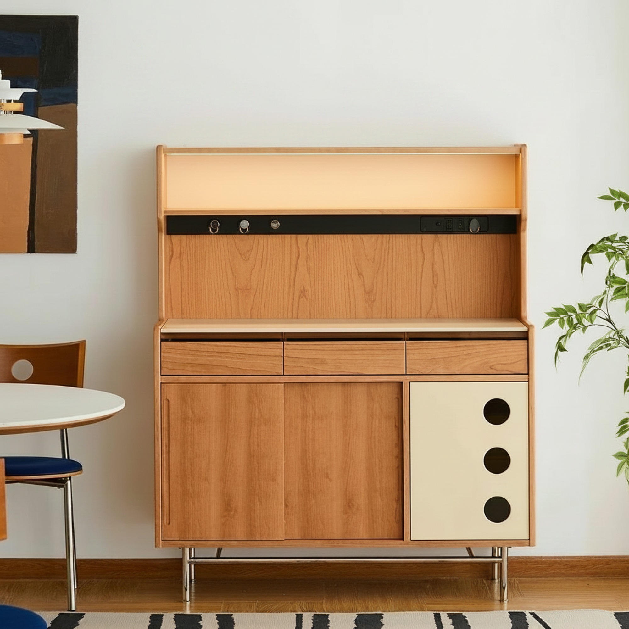 Cherry Wood Tiered Storage Sideboard