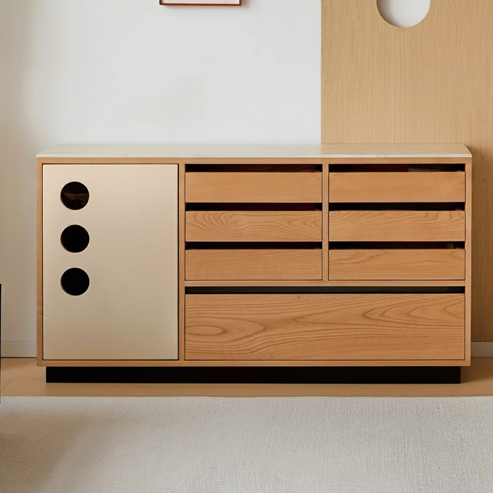 Cherry Wood Sideboard with Stone Top
