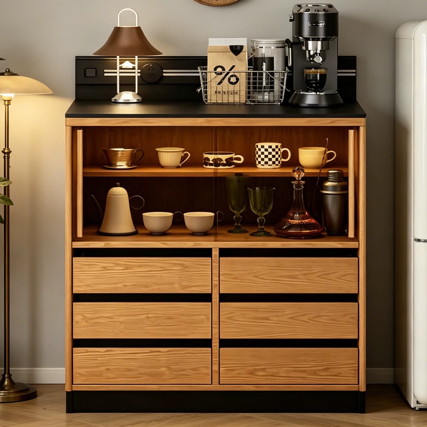 Solid Wood Wall Coffee Cabinet