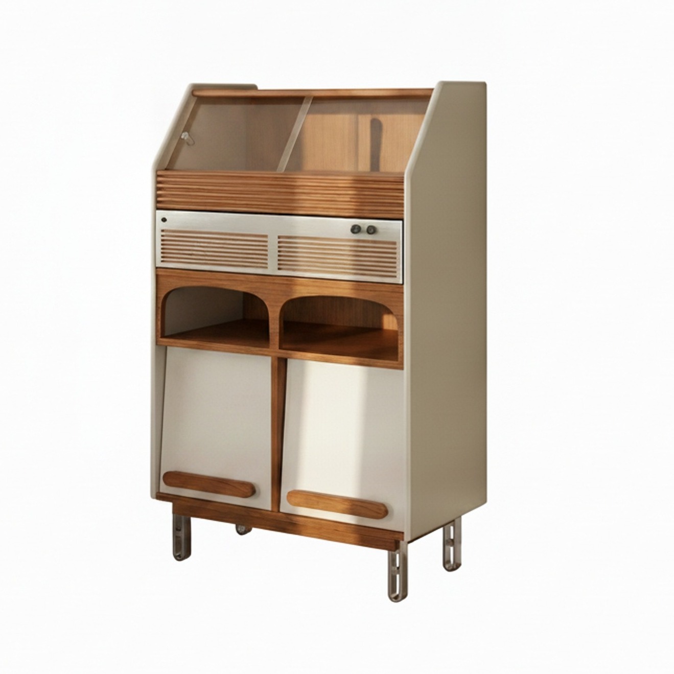 Cherry Wood Mid-Century Coffee Cabinet