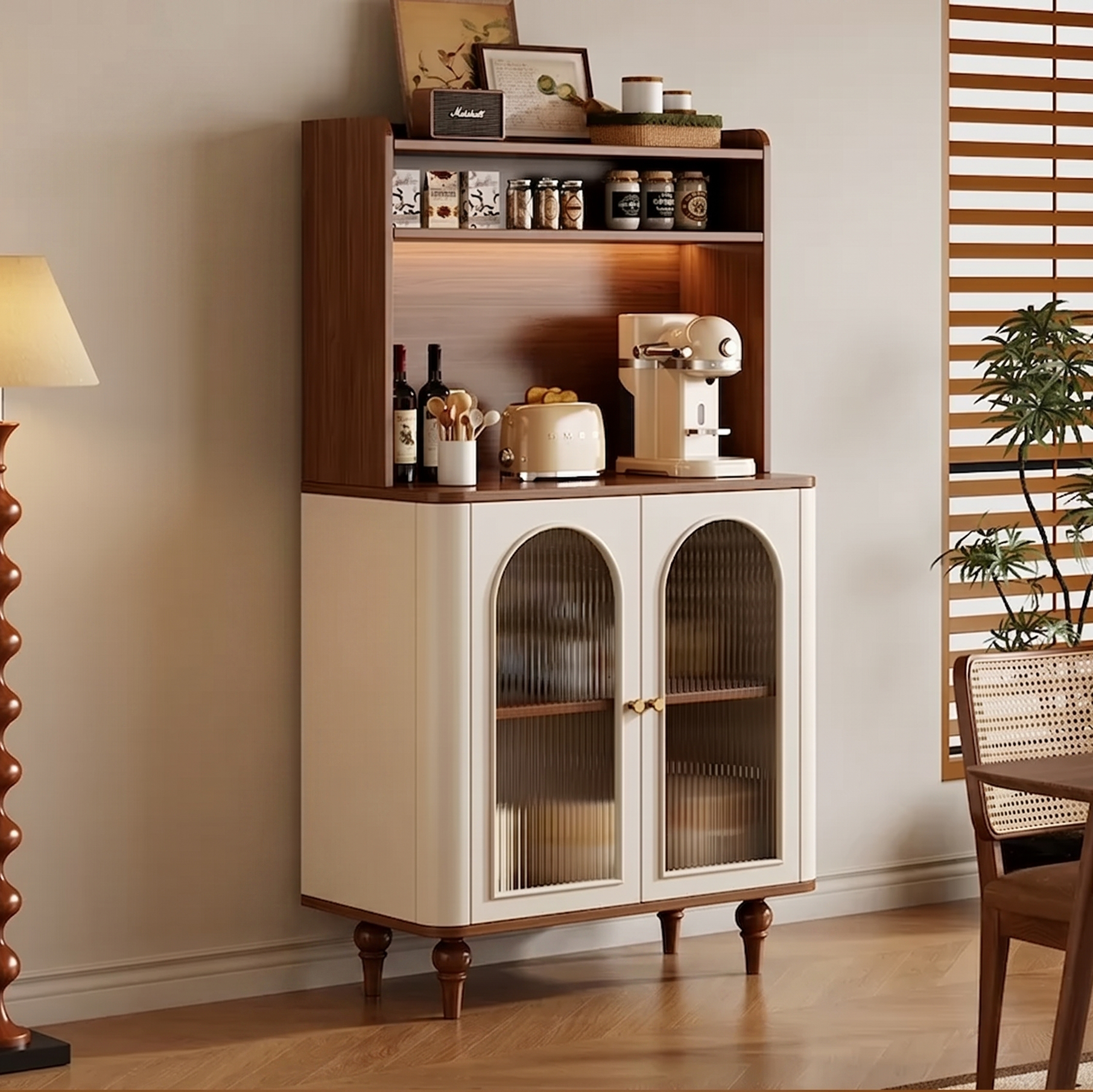 French Style Arched Glass Sideboard