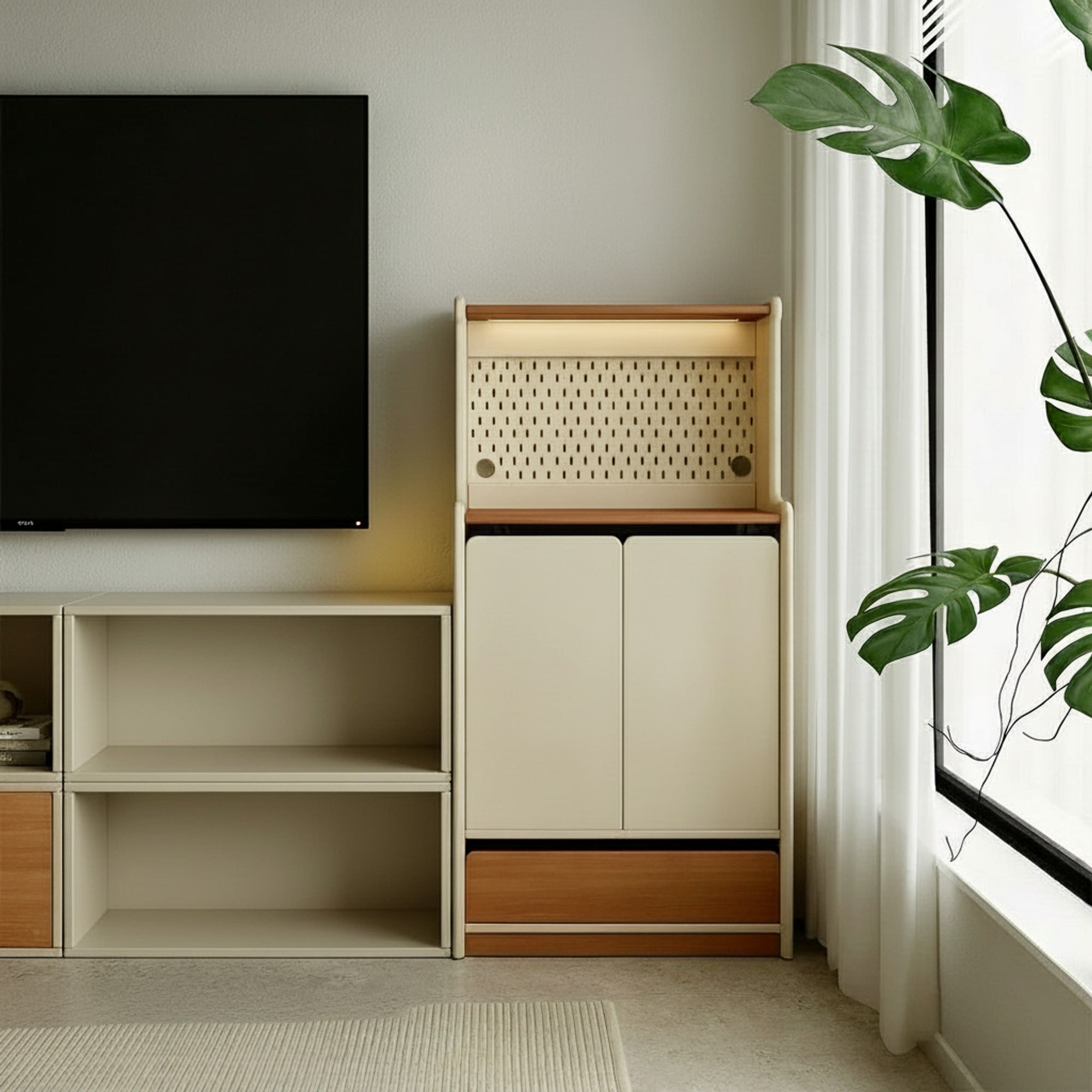 Cream-Style Pegboard Sideboard