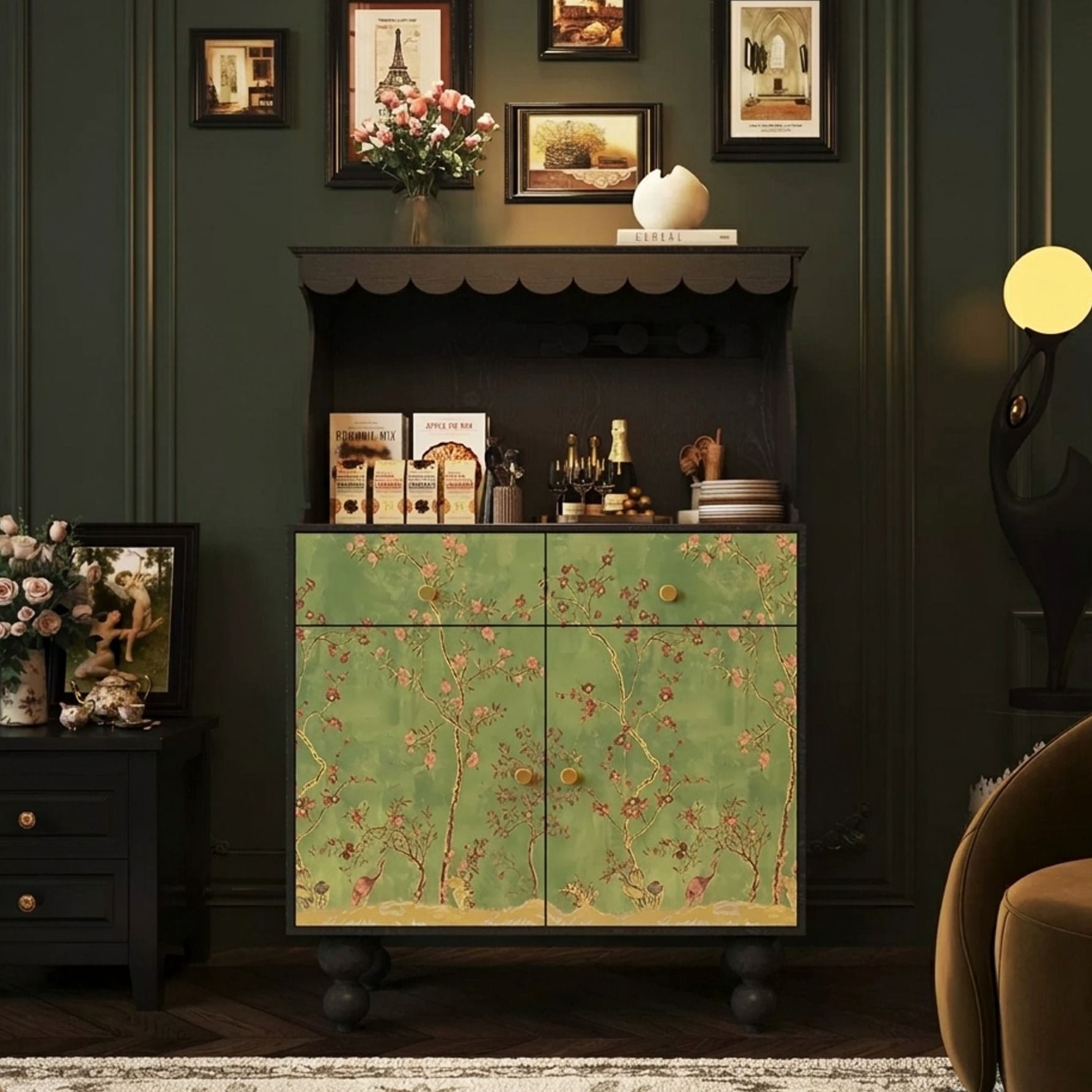 Vintage Two-Tone Solid Wood Sideboard