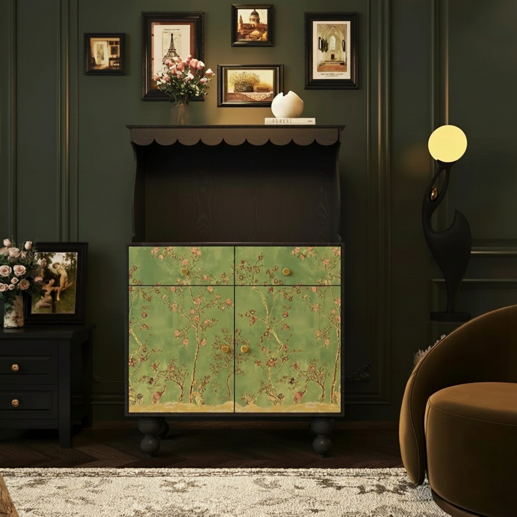Vintage Two-Tone Solid Wood Sideboard
