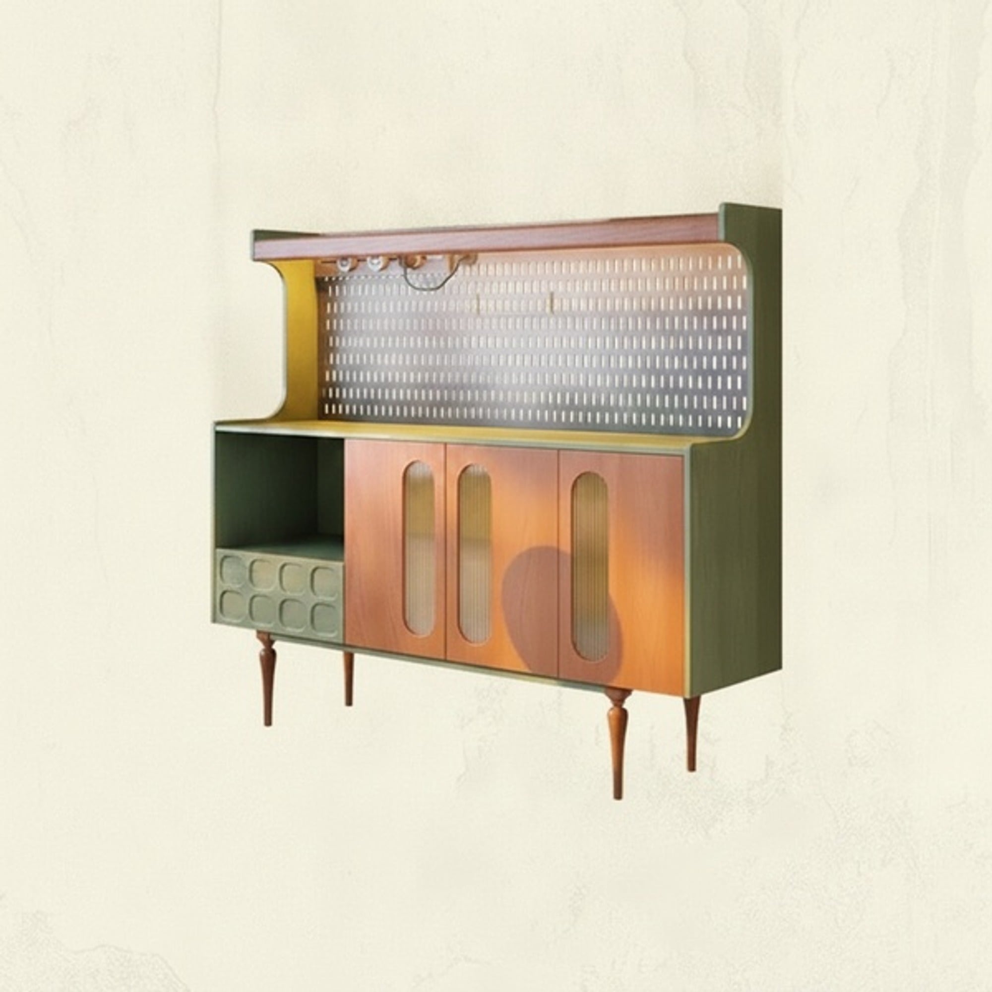Mid-Century Solid Wood Sideboard