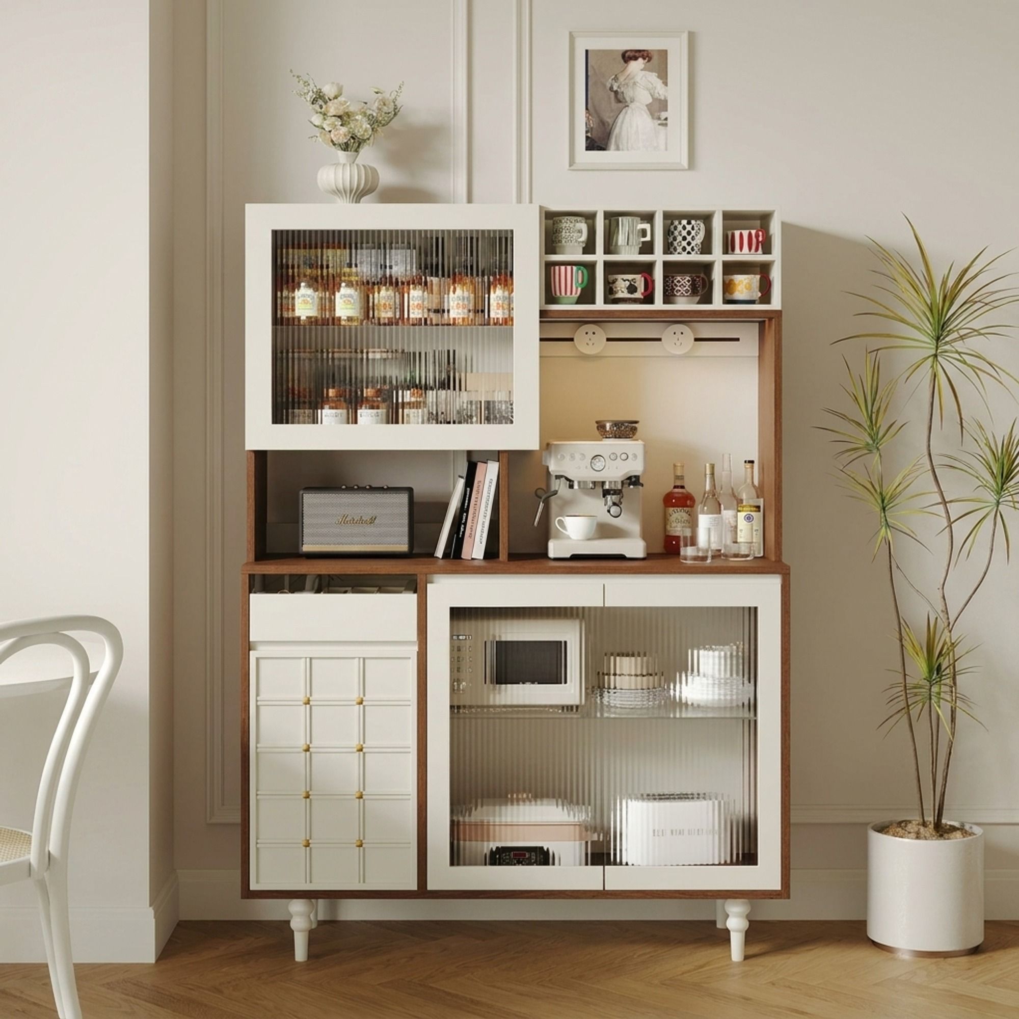 Integrated Lit Coffee Bar Cabinet