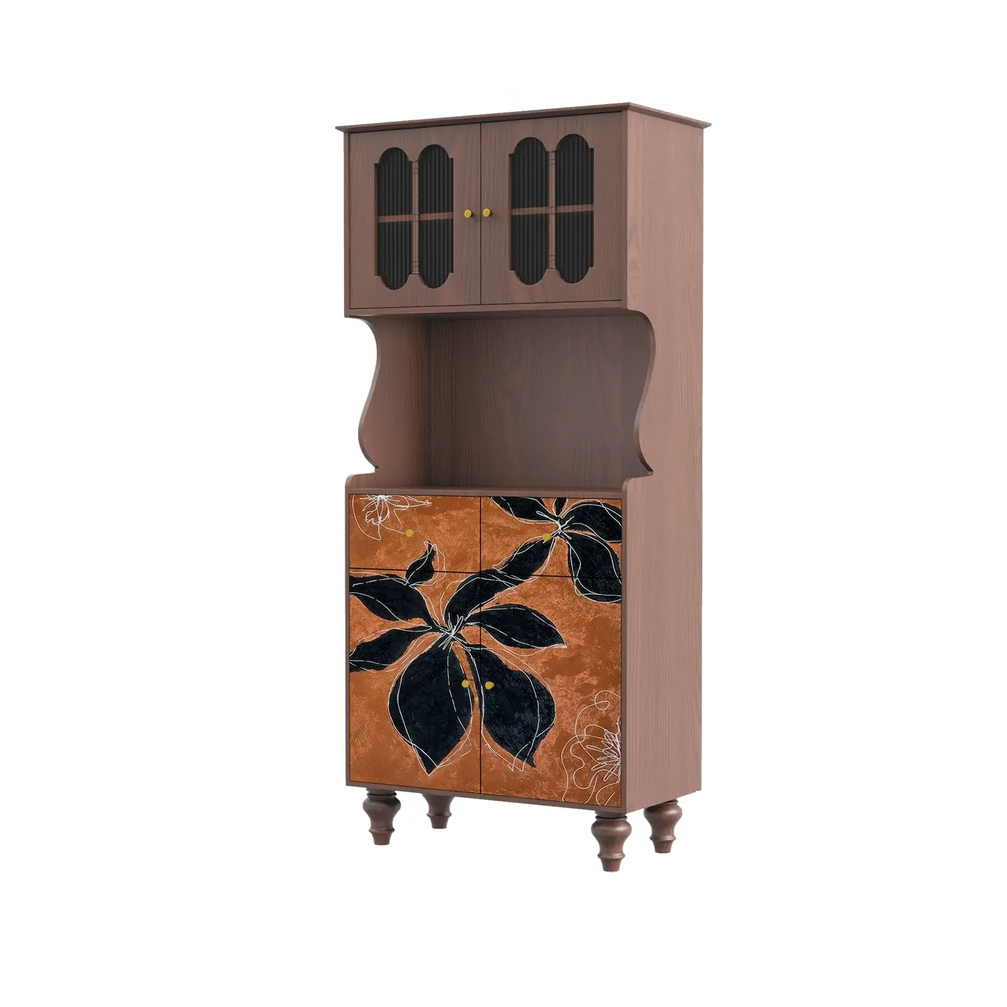 Mid-Century Solid Wood Display Cabinet