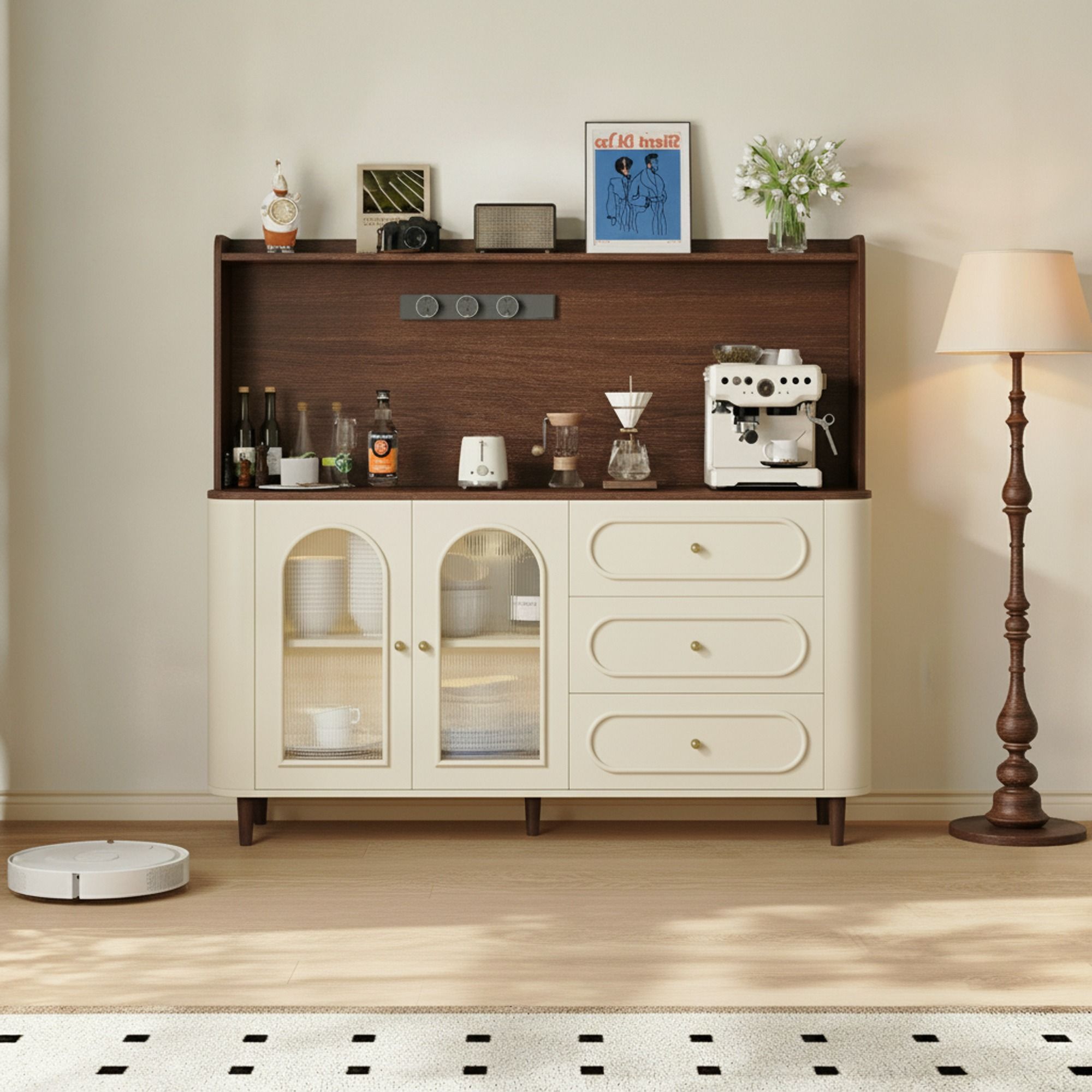 Retro Sideboard with Glass Doors