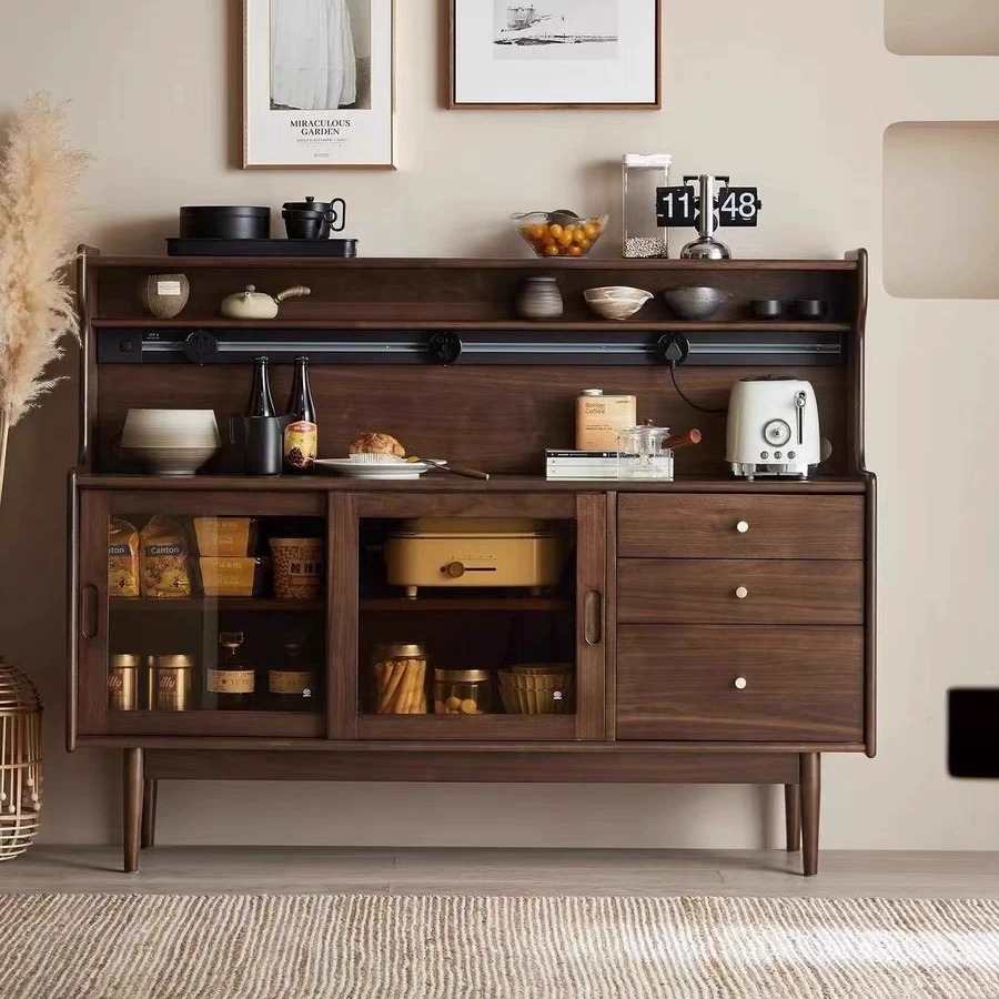 Solid Wood Vintage Sliding Door Sideboard