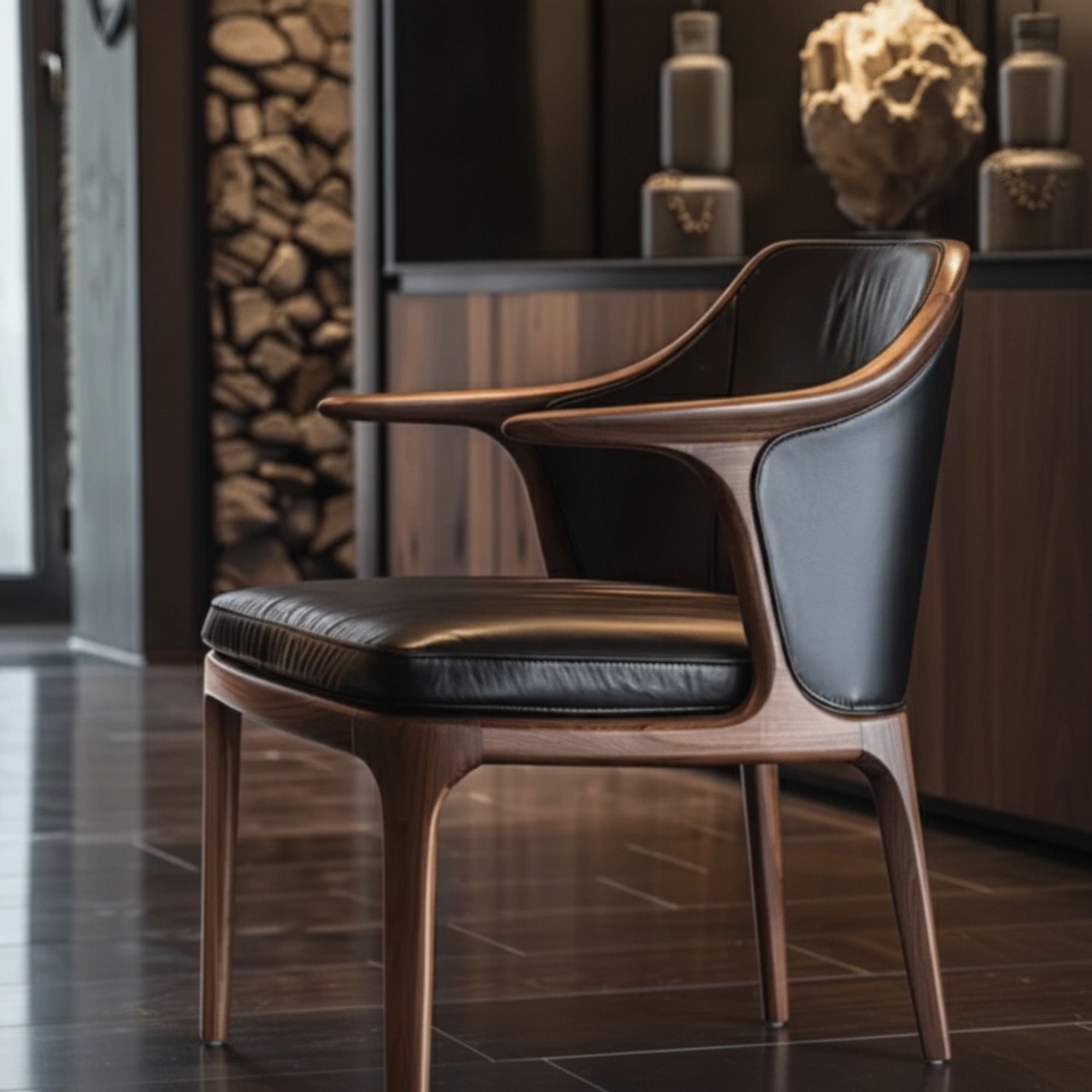 Walnut & Leather Dining Chair | Ormau