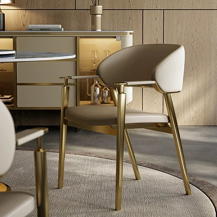Openwork Metal & Leather Dining Chair | Ormau