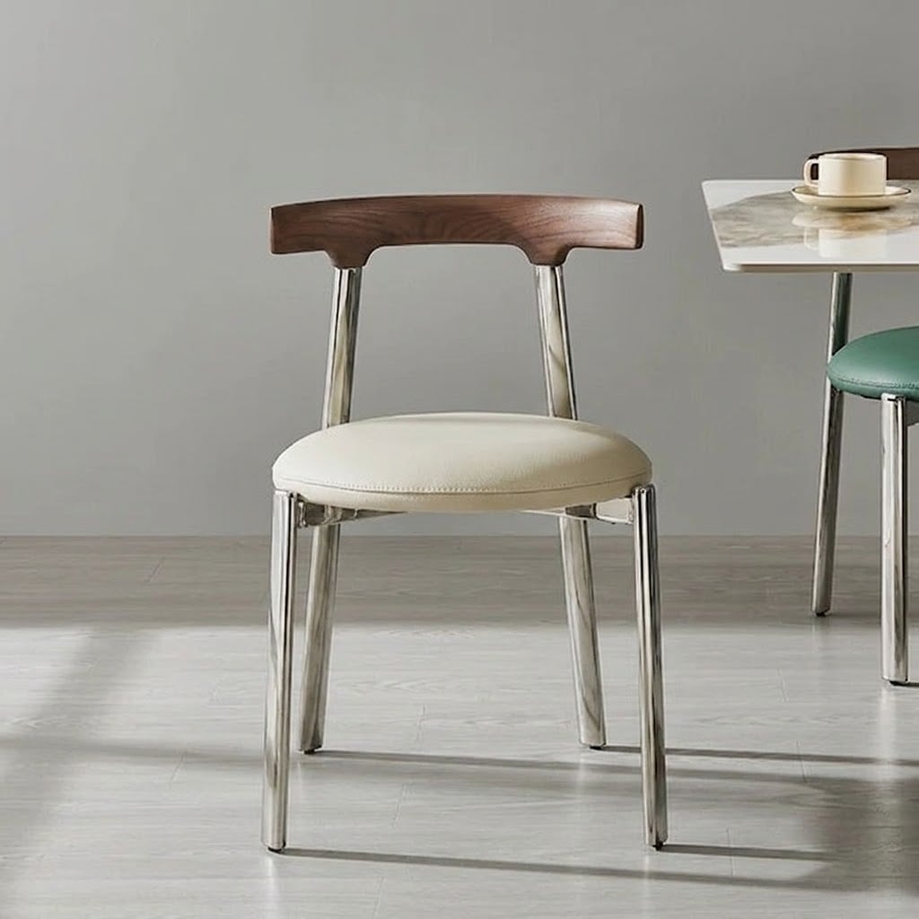 Ormau Sculptural Leather Dining Chair | Premium Metal Base
