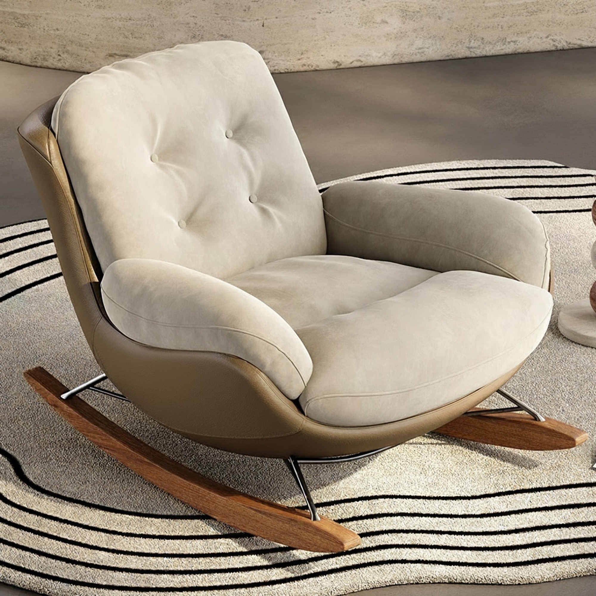 Curva Suede Rocking Lounge Chair | Ormau