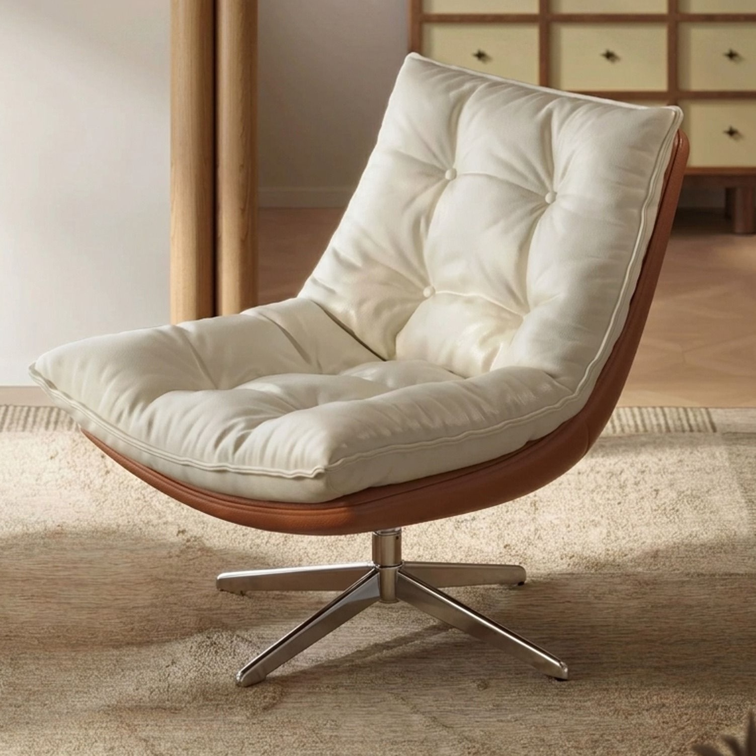 Italian Leather Swivel Armchair | Ormau
