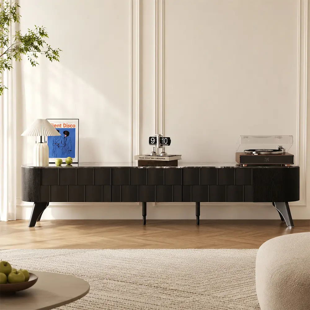 Black Stone Top TV Stand