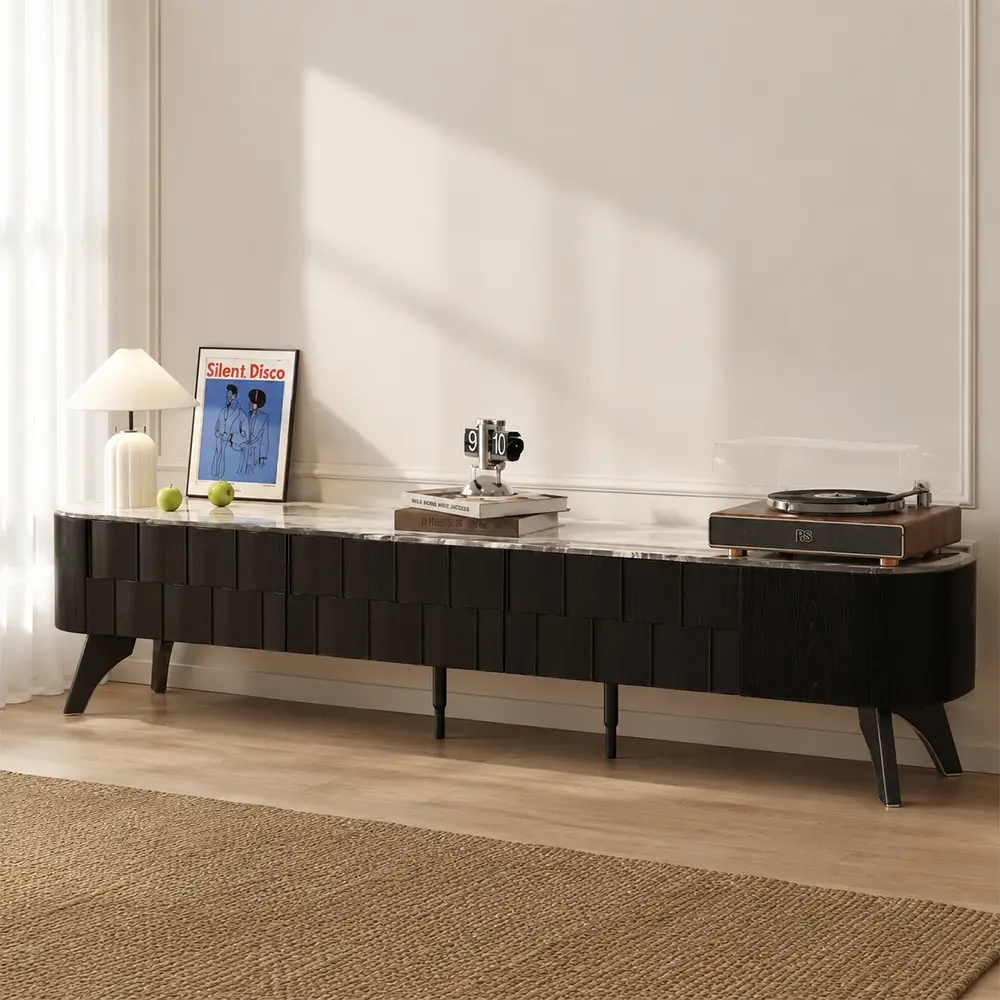 Black Stone Top TV Stand
