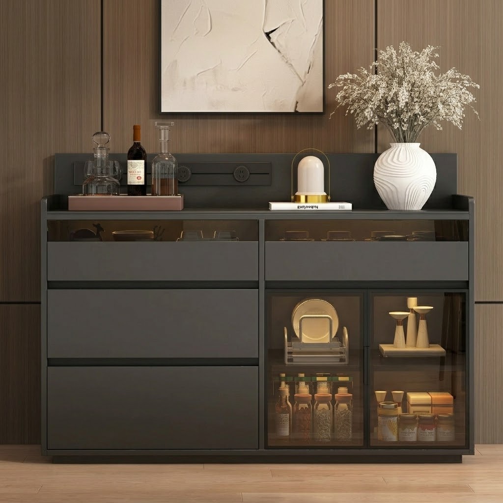 Floating Console with Glass Doors