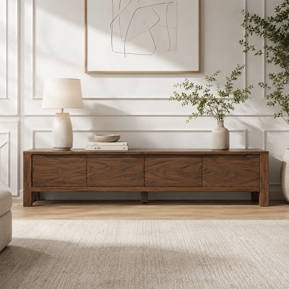 Solid Oak Modern TV Cabinet