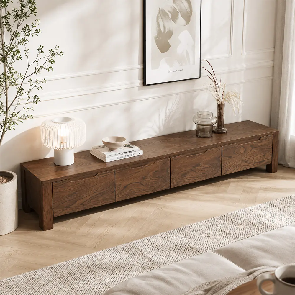 Solid Oak Modern TV Cabinet