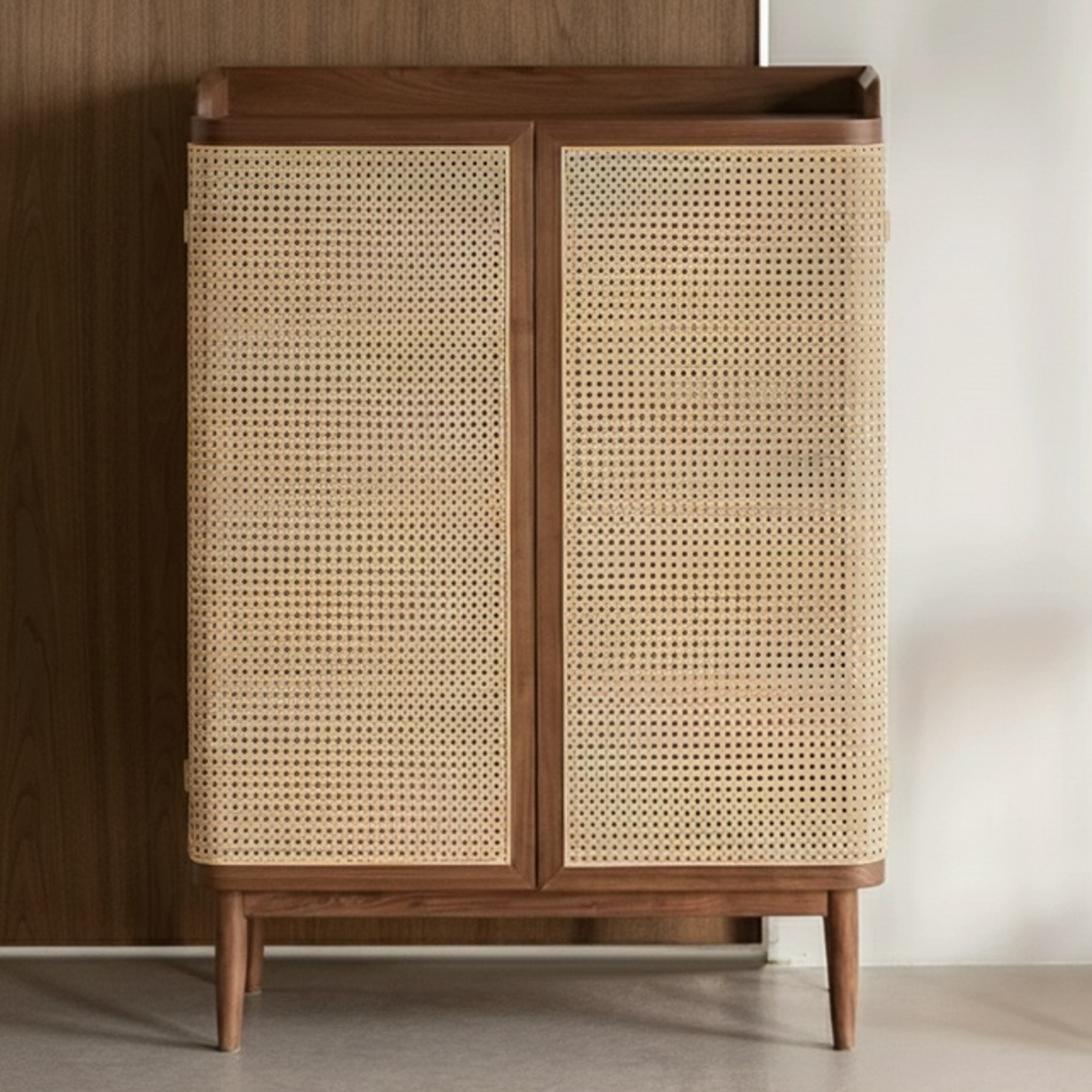Bossels Rattan Wood Entryway Cabinet