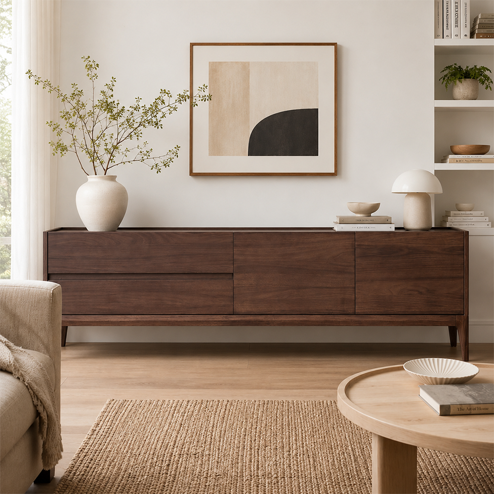 Minimalist Black Walnut TV Stand