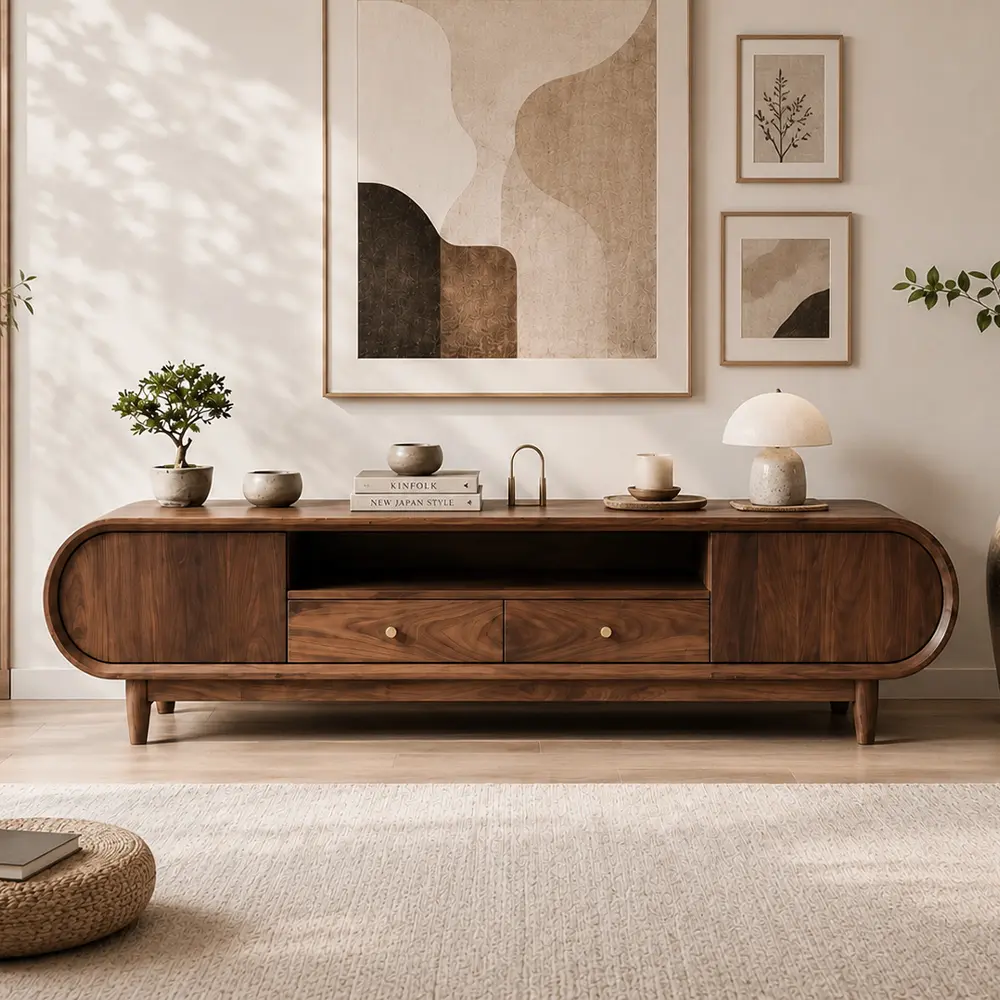 Minimalist Black Walnut TV Stand