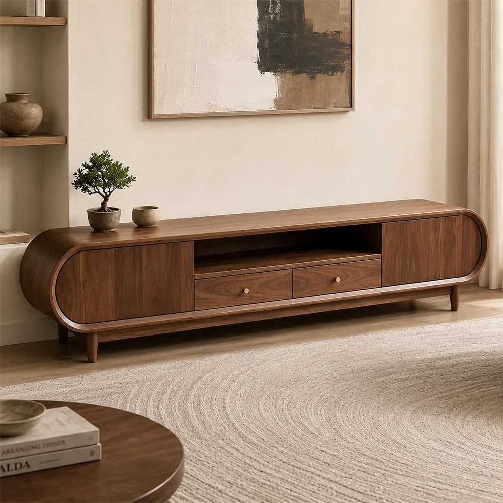 Minimalist Black Walnut TV Stand