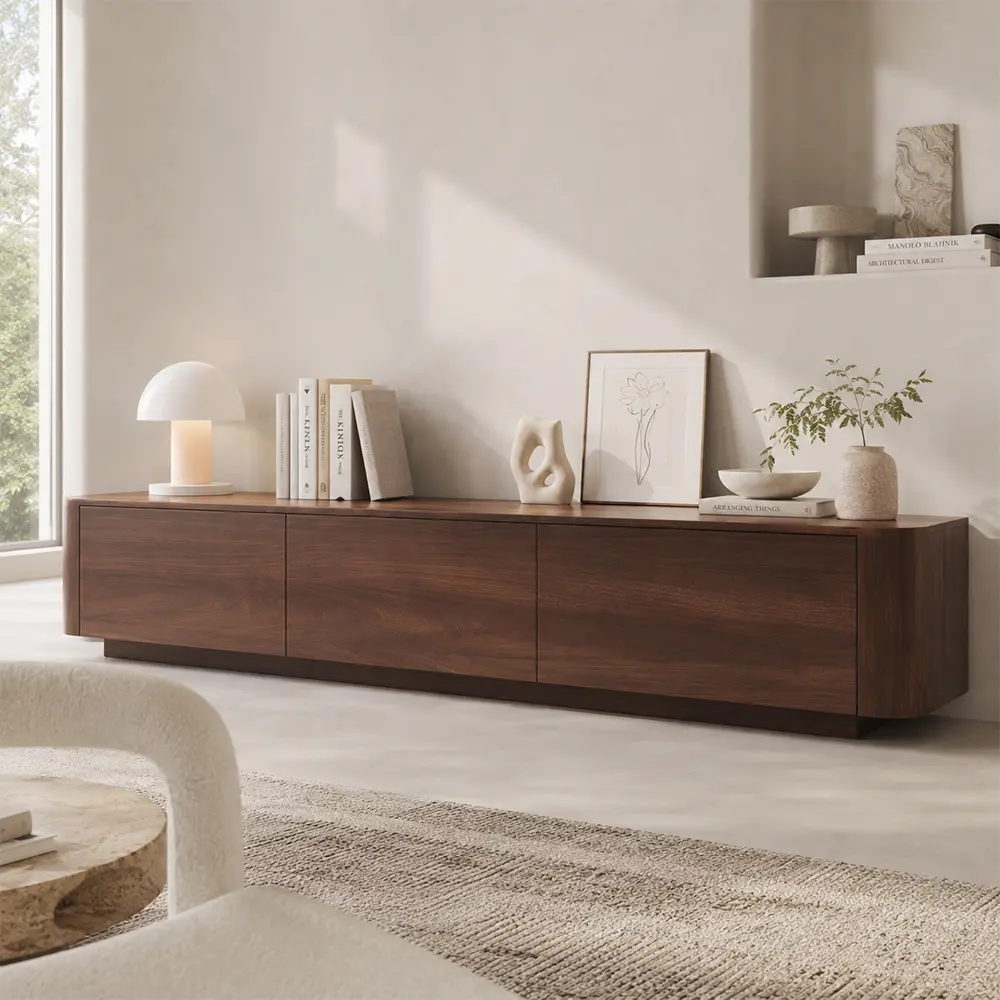 Solid Walnut Minimalist TV Console