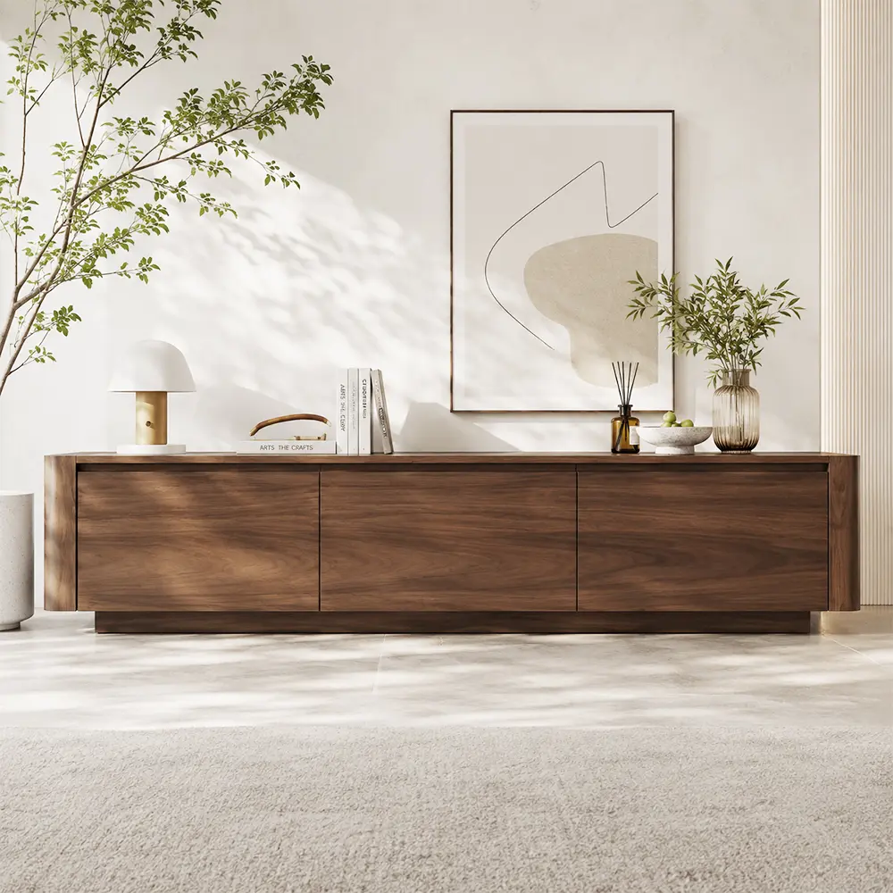 Solid Walnut Minimalist TV Console