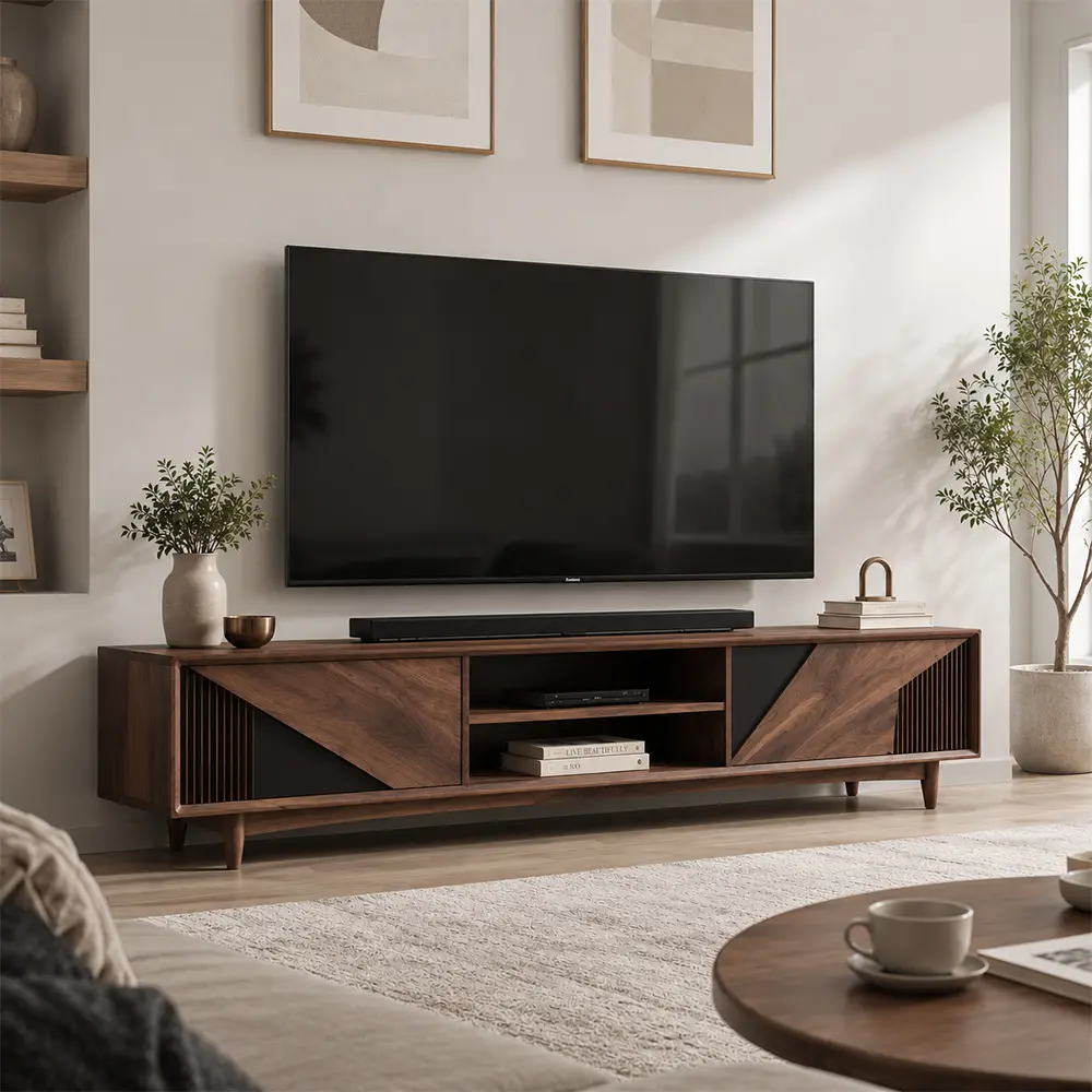Solid Walnut Media Console