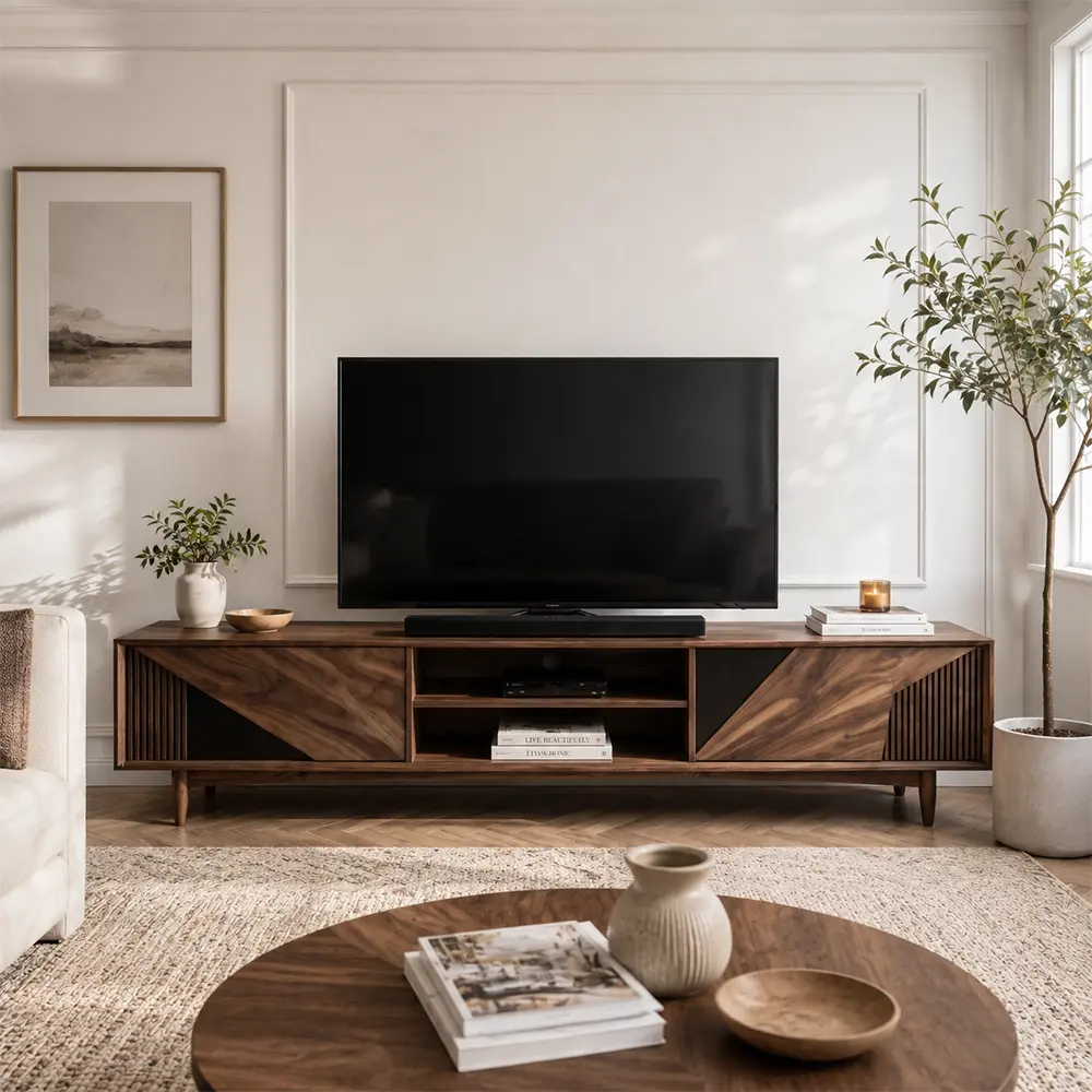 Solid Walnut Media Console
