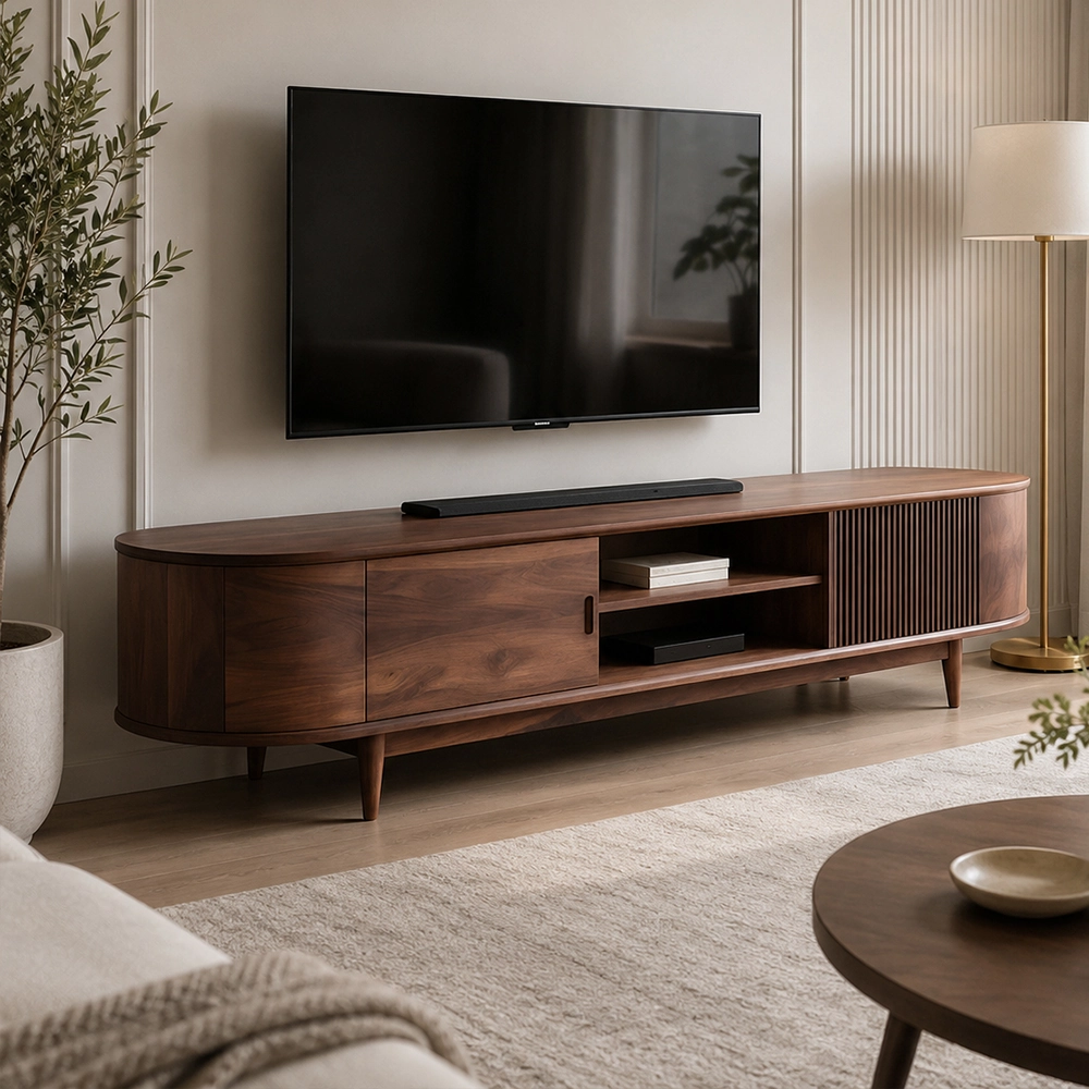 Solid Walnut Low Media Console