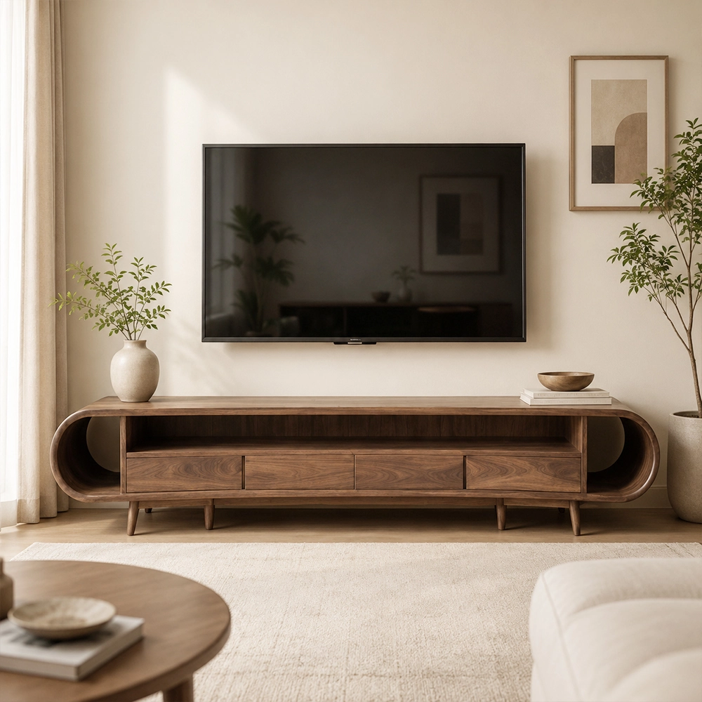 Black Walnut Minimalist TV Stand