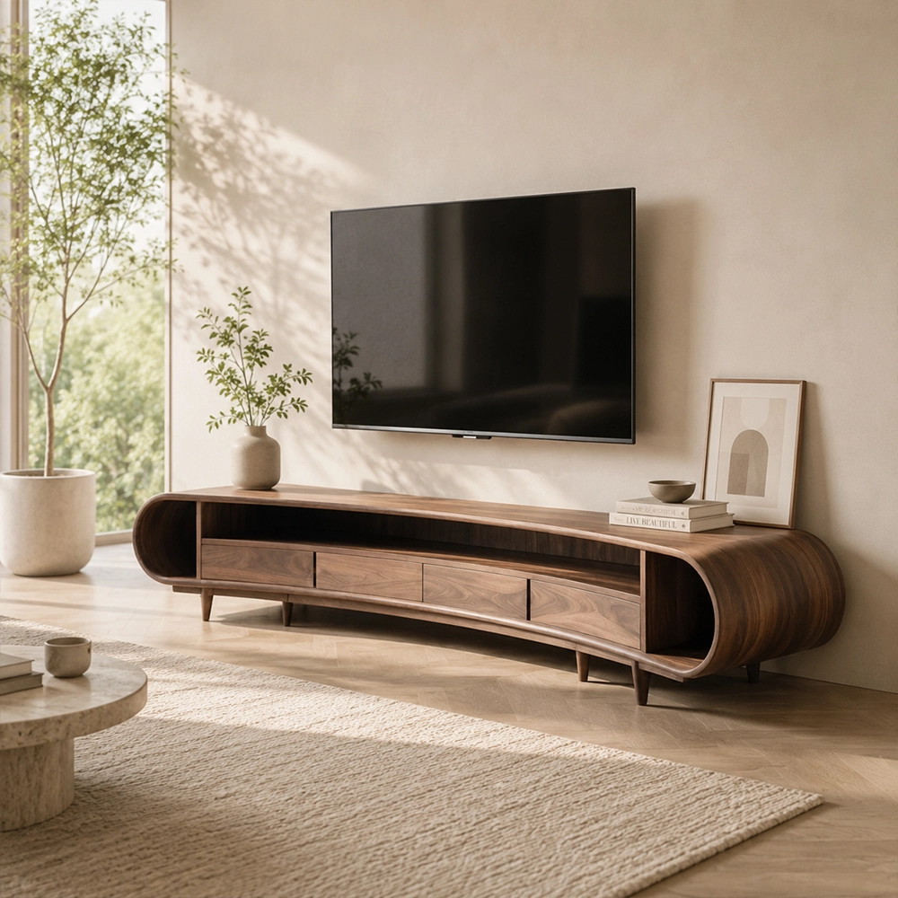 Black Walnut Minimalist TV Stand