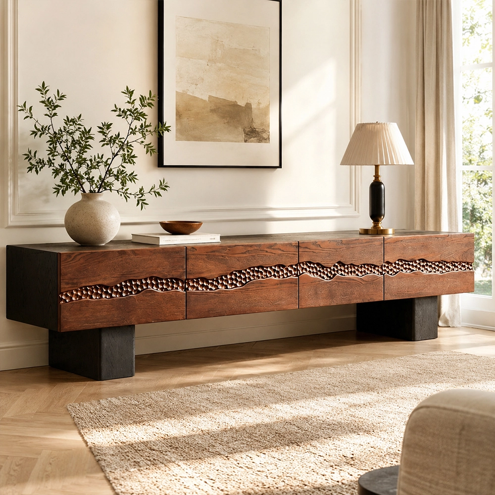 Vintage Ash Wood Media Console