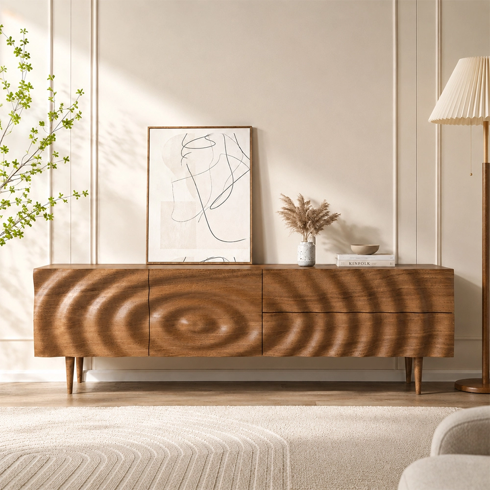 Embossed Black Walnut TV Stand
