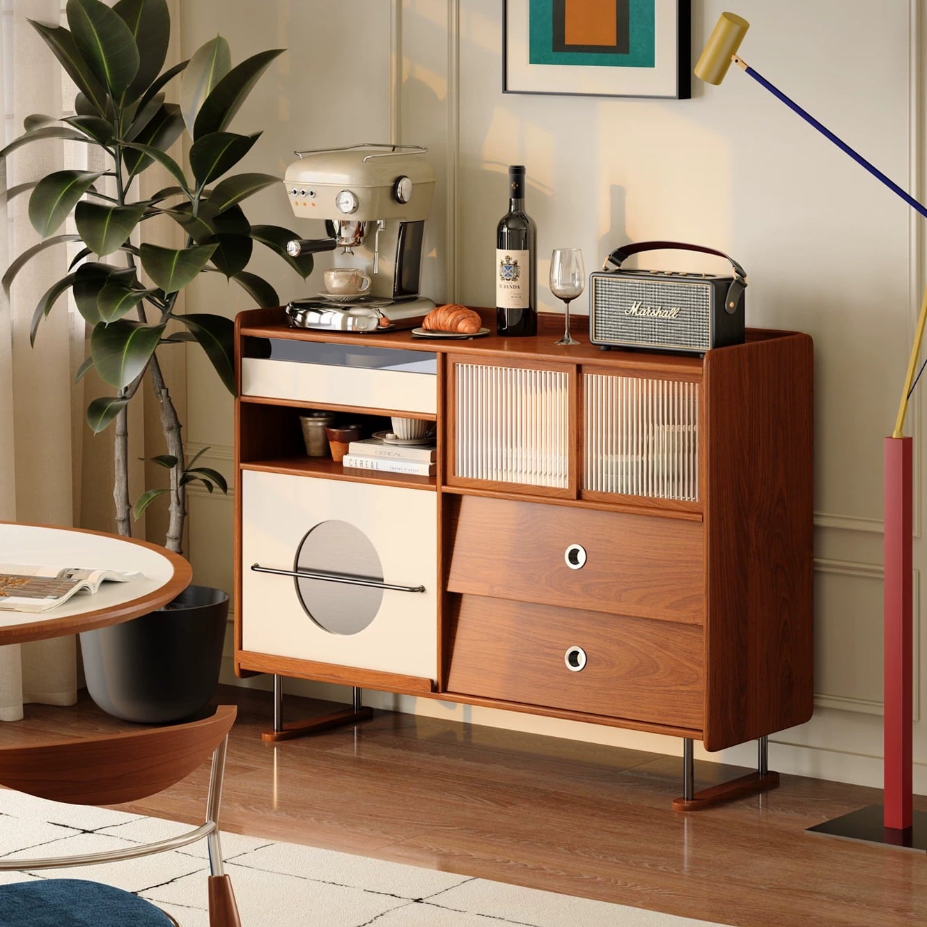 Cherry Wood Mid-century Sideboard